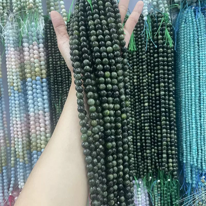 Natural Green diopside chrome round loose beads