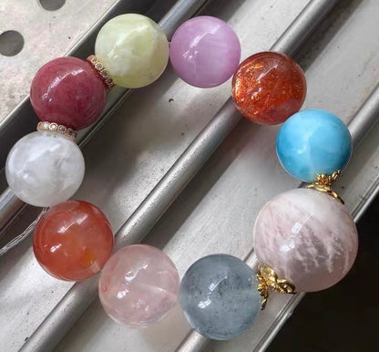 19MM Natural Mixed Gemstone Crystal bracelet