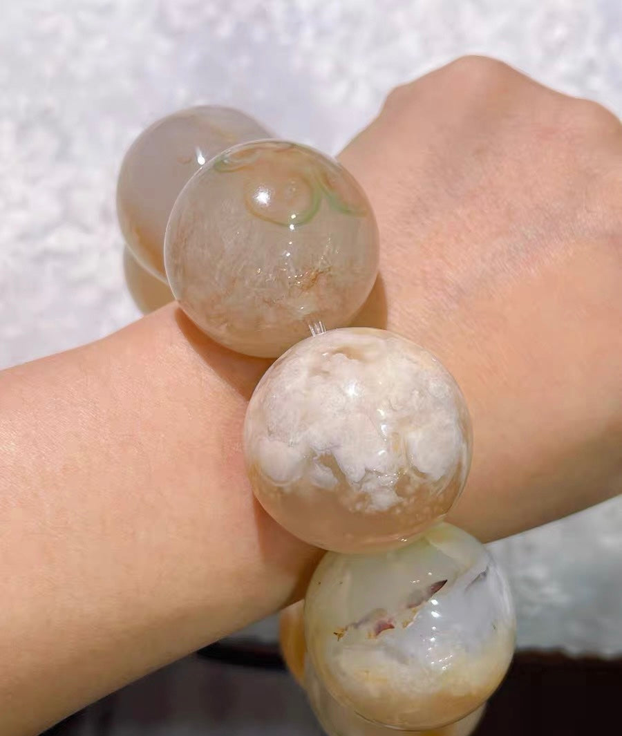 Cherry Blossom agate beaded bracelet 30mm