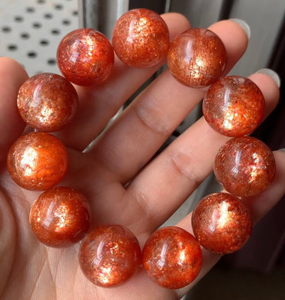 18mm Natural Golden sunstone gemstone beads bracelet