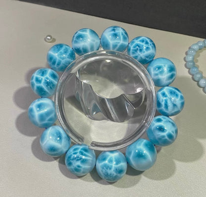 18mm Natural Larimar blue beads bracelet