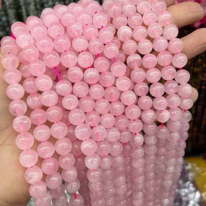 Natural pink Rose quartz Crystal round loose beads wholesale
