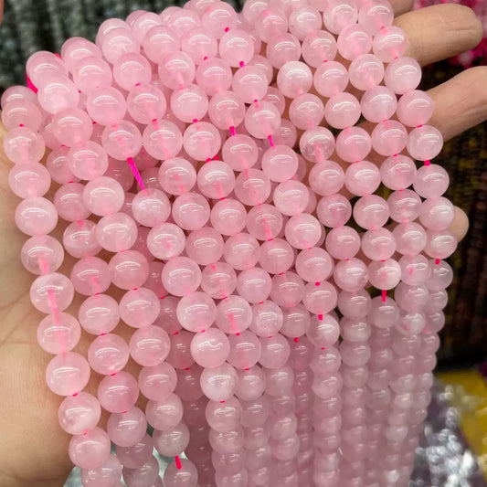 Natural pink Rose quartz Crystal round loose beads wholesale
