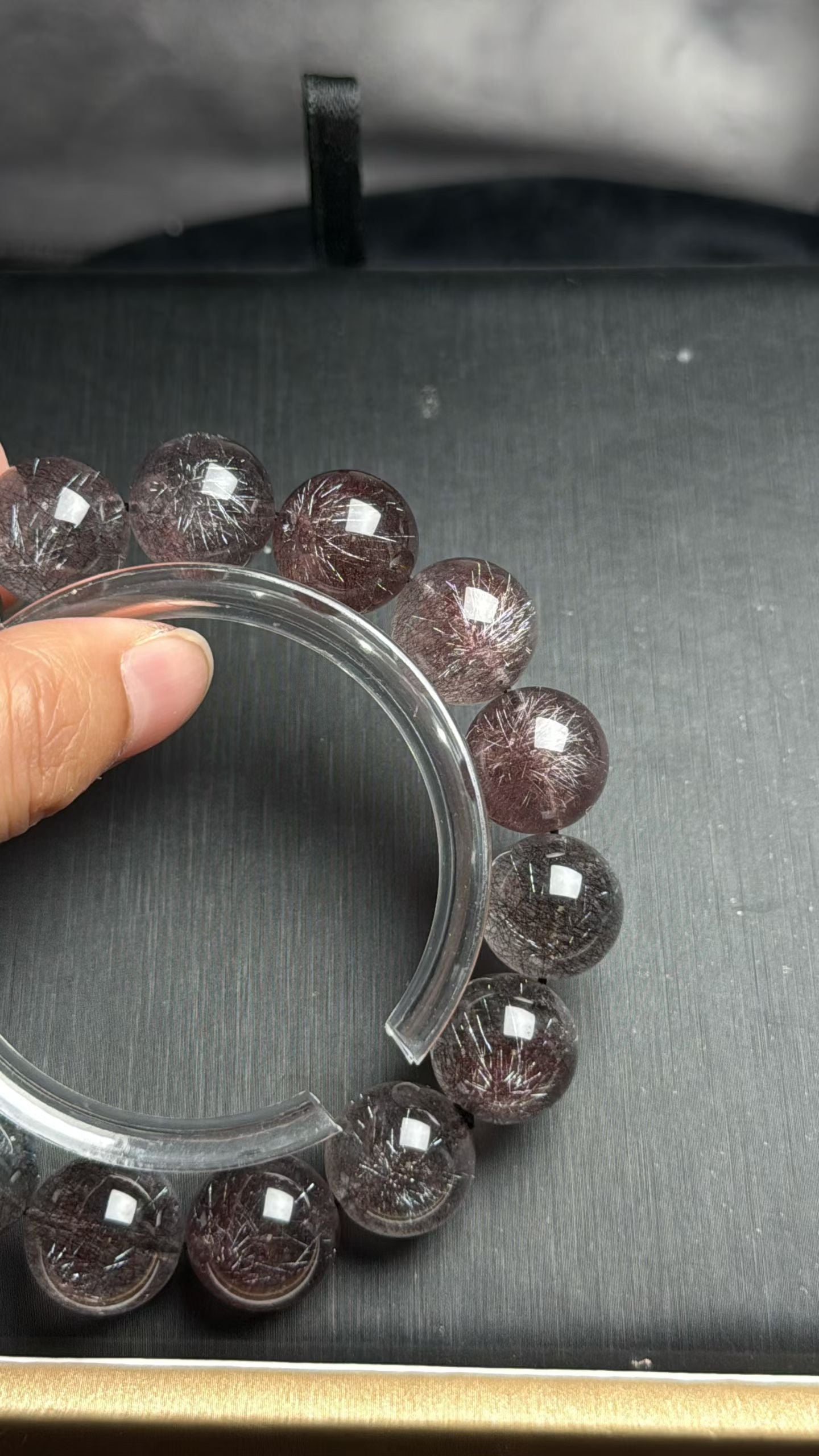 14mm Natural Black Super seven Rutilated Quartz Crystal beaded bracelet,super 7 crystal