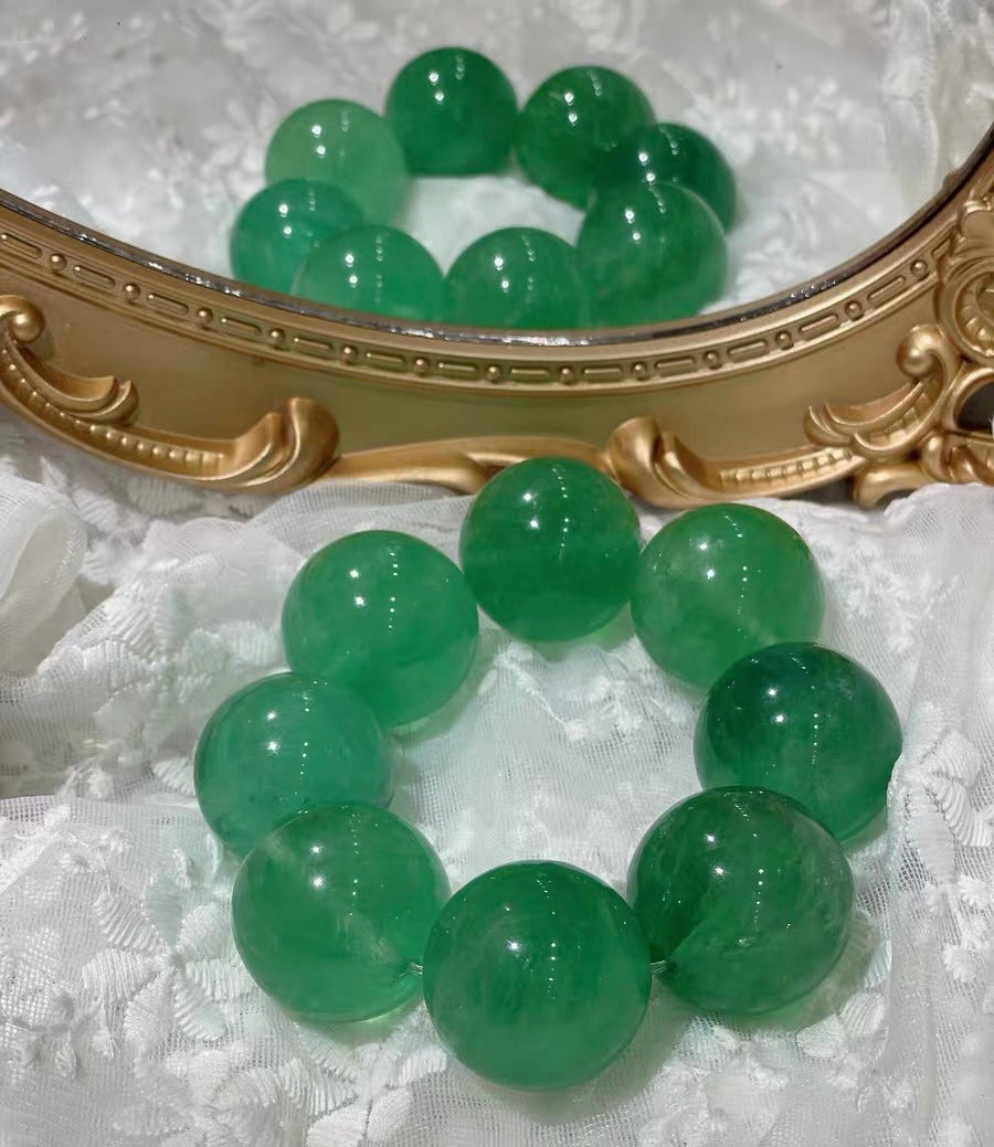 Natural Green fluorite beads bracelet 30mm