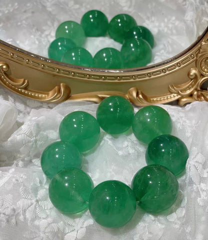 Natural Green fluorite beads bracelet 30mm