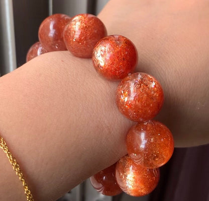 18mm Natural Golden sunstone gemstone beads bracelet