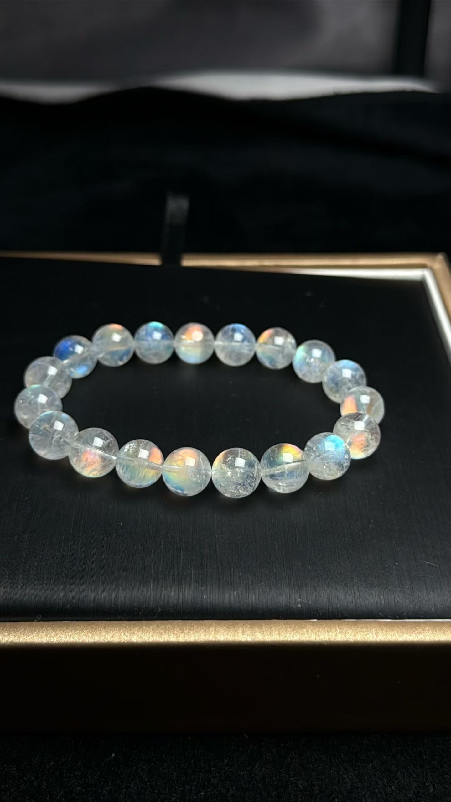 Natural Rainbow Flashlight moonstone beads bracelet 10.8mm
