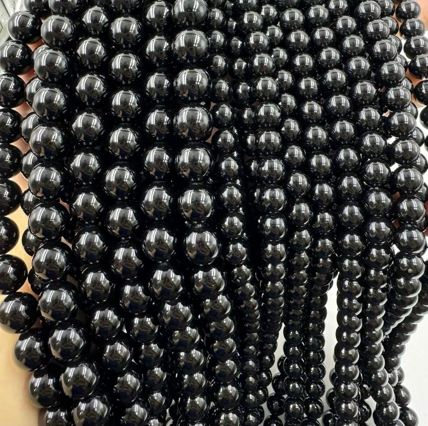 Natural Black onyx smooth round loose beads