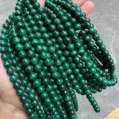 Genuine Natural Green malachite smooth round loose beads