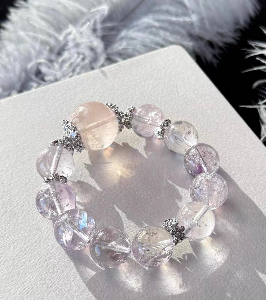 Natural Rainbow Purple Asai Amethyst Quartz Crystal beads bracelet 16mm