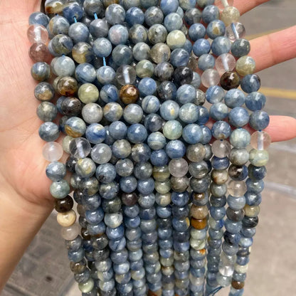 Natural blue Kyanite smooth round loose beads wholesale