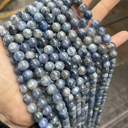 Natural blue Kyanite smooth round loose beads wholesale