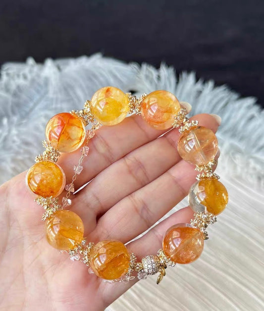 16mm Natural Hematoid Lepidocrocite Quartz Crystal beaded bracelet