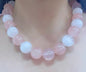 Pink Rose quartz Crystal and white phantom quartz Crystal necklace