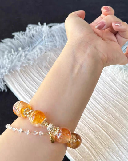 16mm Natural Hematoid Lepidocrocite Quartz Crystal beaded bracelet