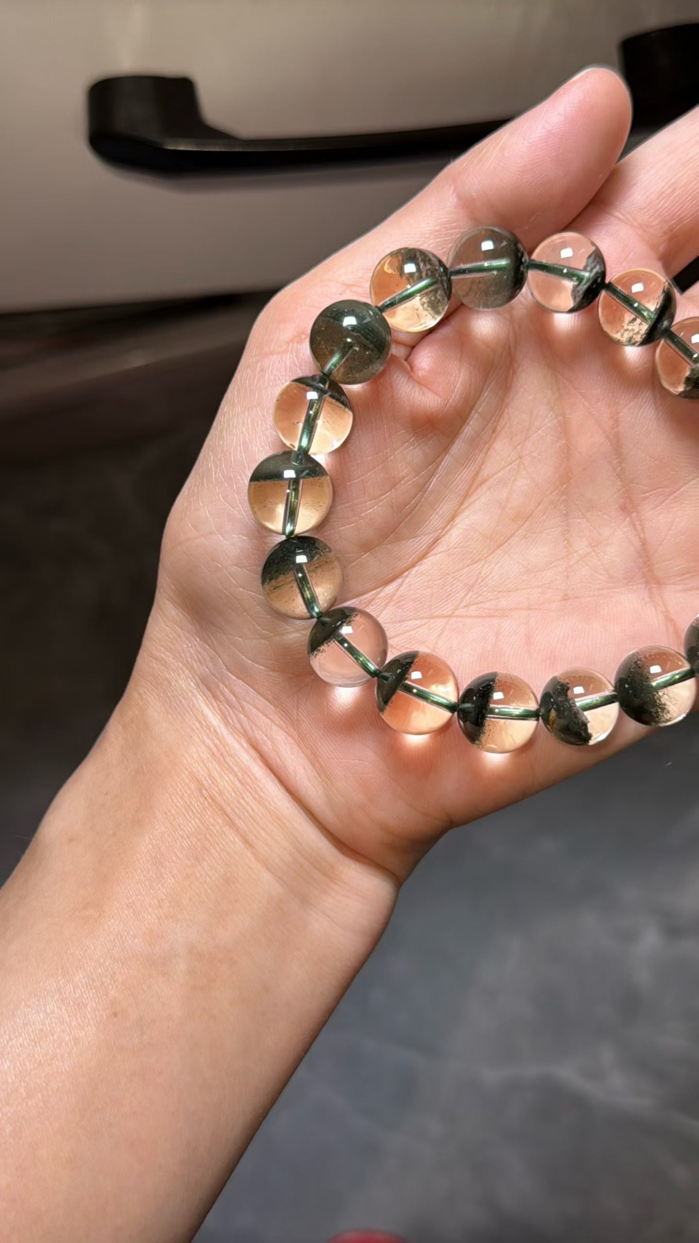 11mm natural Green phantom quartz Crystal beads bracelet