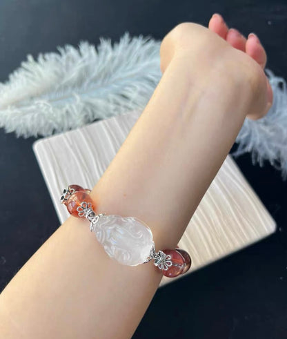 Natural Red Hematoid Lepidocrocite Quartz Crystal beaded bracelet