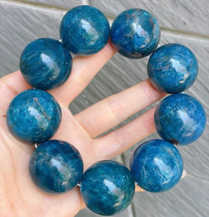 30MM Natural blue Apatite beaded bracelet