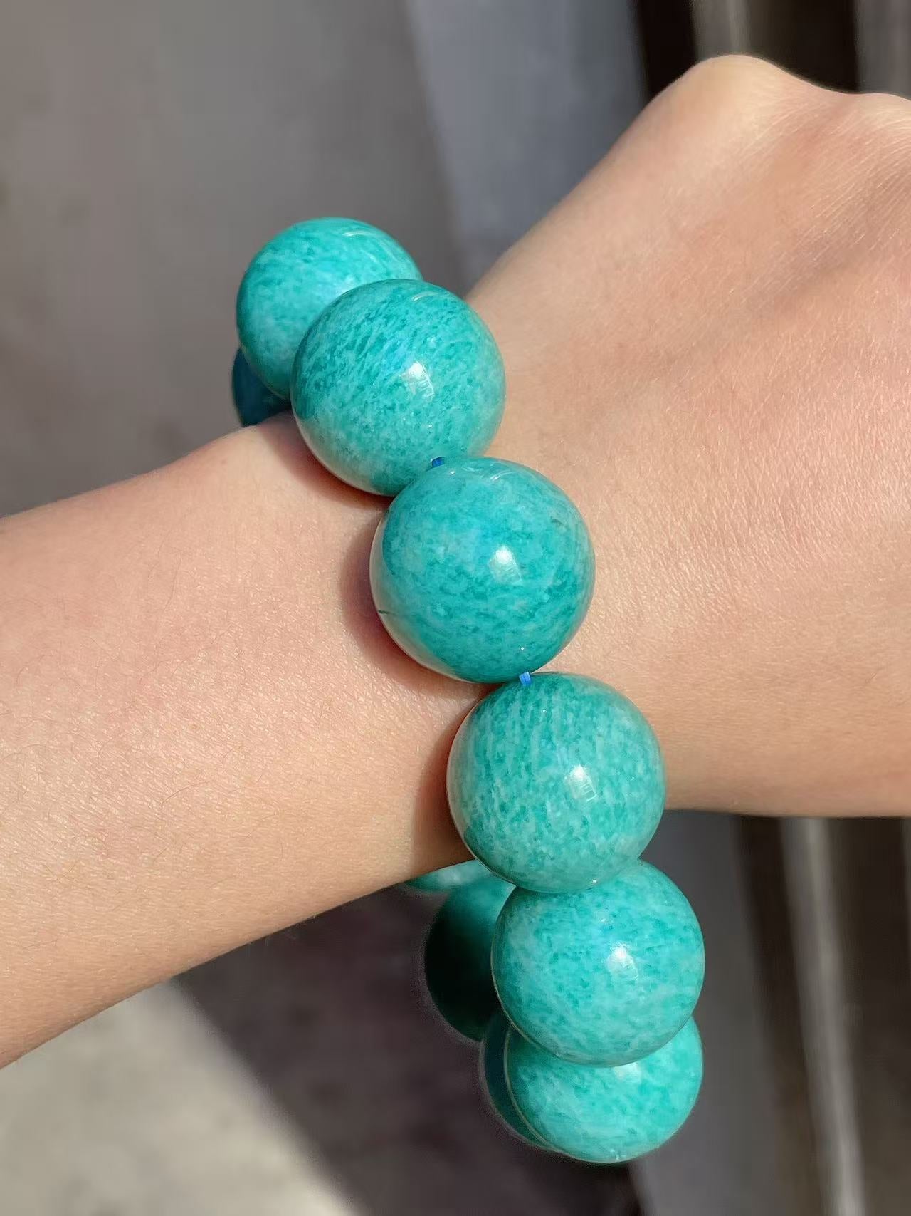 20mm Natural Amazonite round beaded bracelet