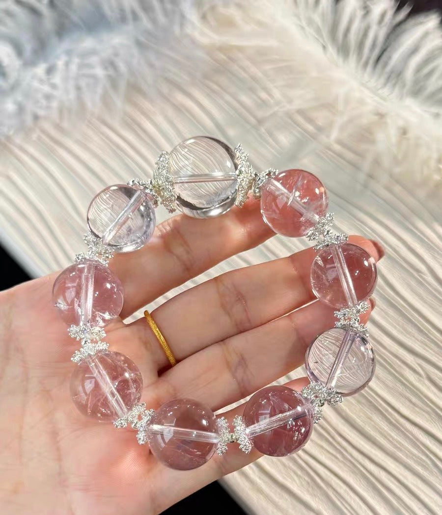 17mm Bolivia Amethyst Quartz Crystal And Rock Quartz bracelet