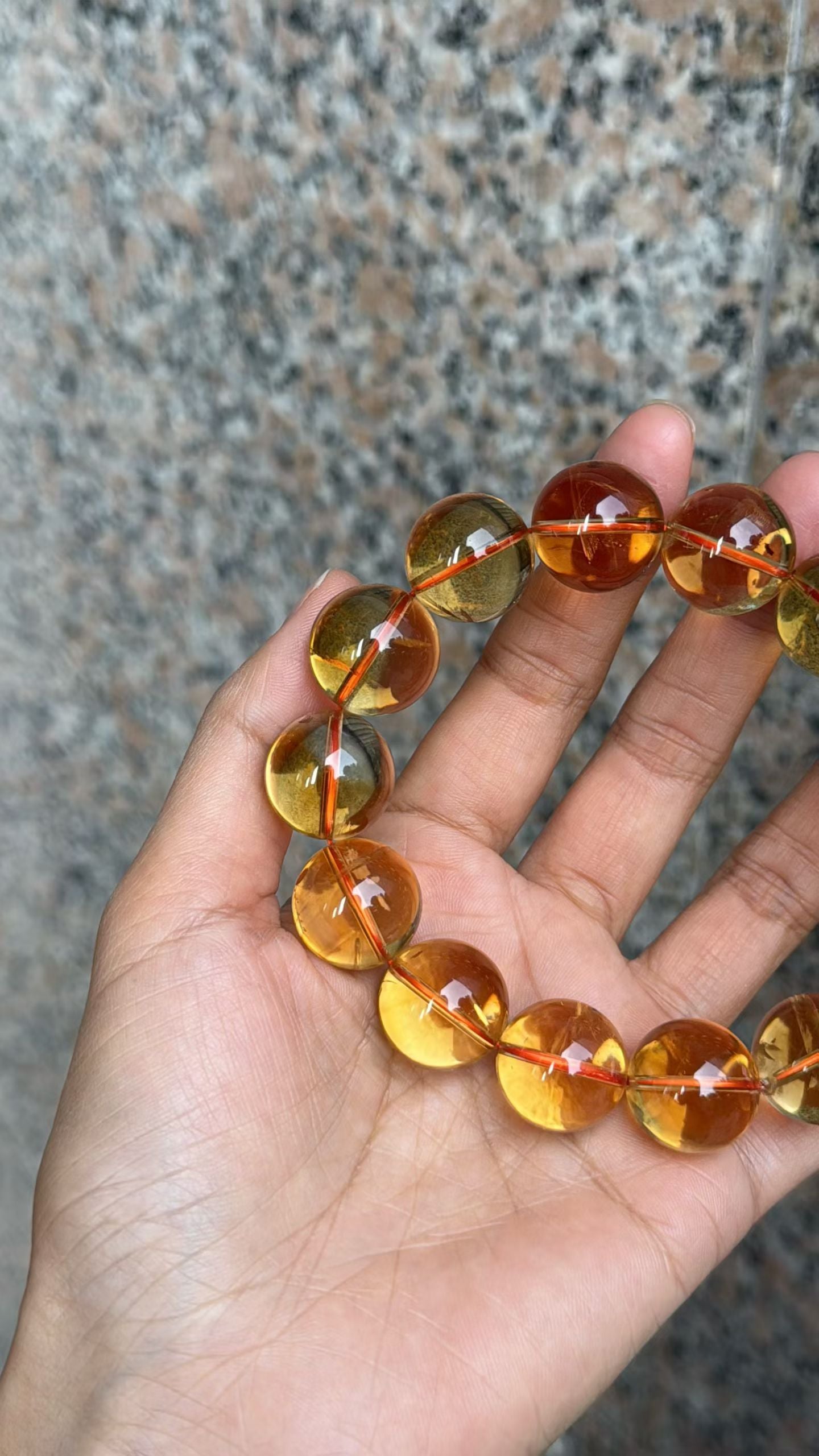 Natural Genuine yellow Citrine Quartz Crystal beads bracelet 17mm