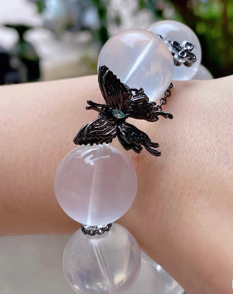 Natural Rock Quartz Crystal and Amethyst Quartz Crystal beaded bracelet,19mm