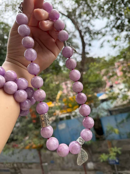 Natural Kunzite beaded necklace,17mm