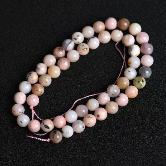 Natural pink opal smooth round loose beads