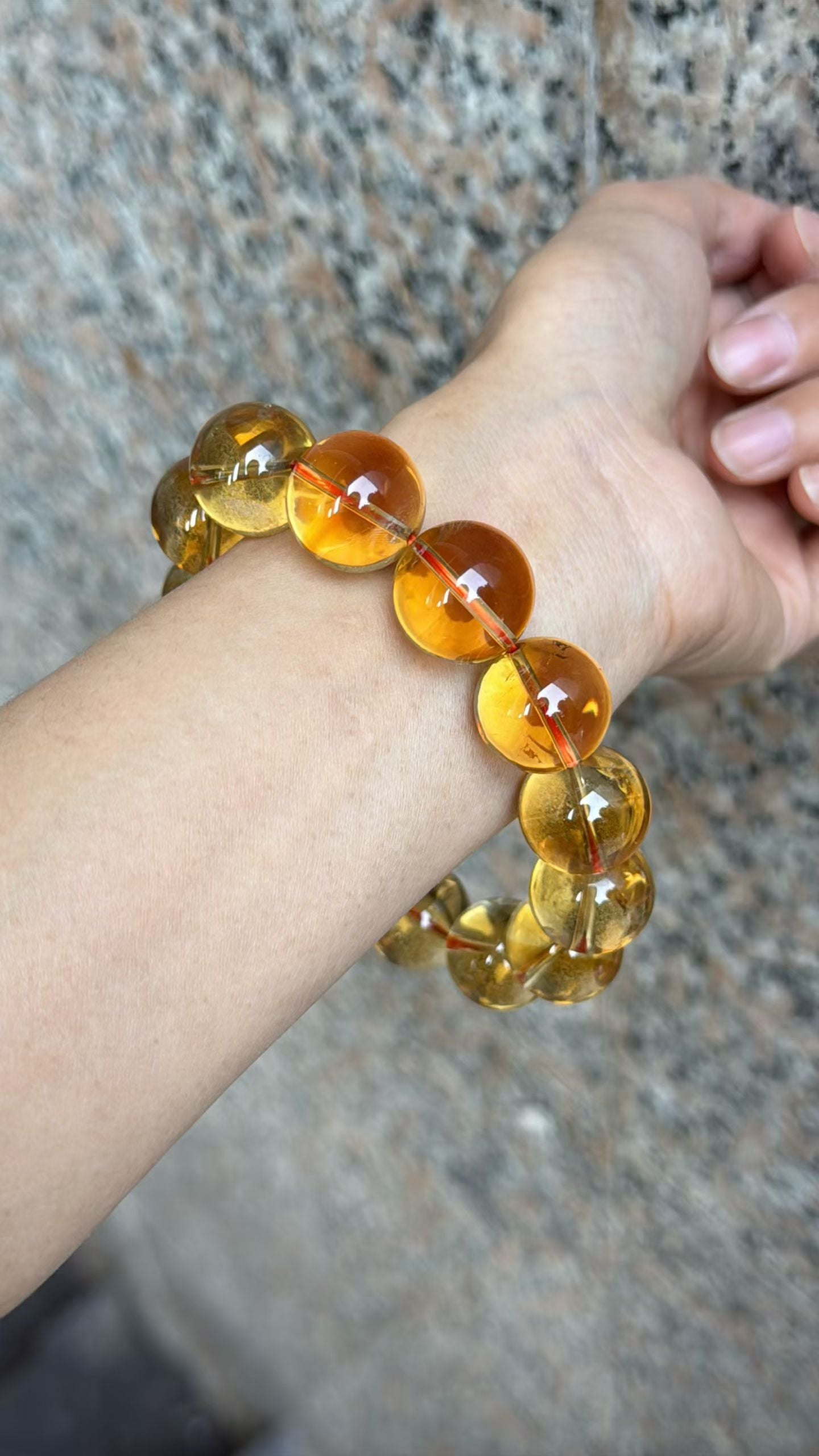Natural Citrine yellow Citrine Quartz Crystal beads bracelet 17mm