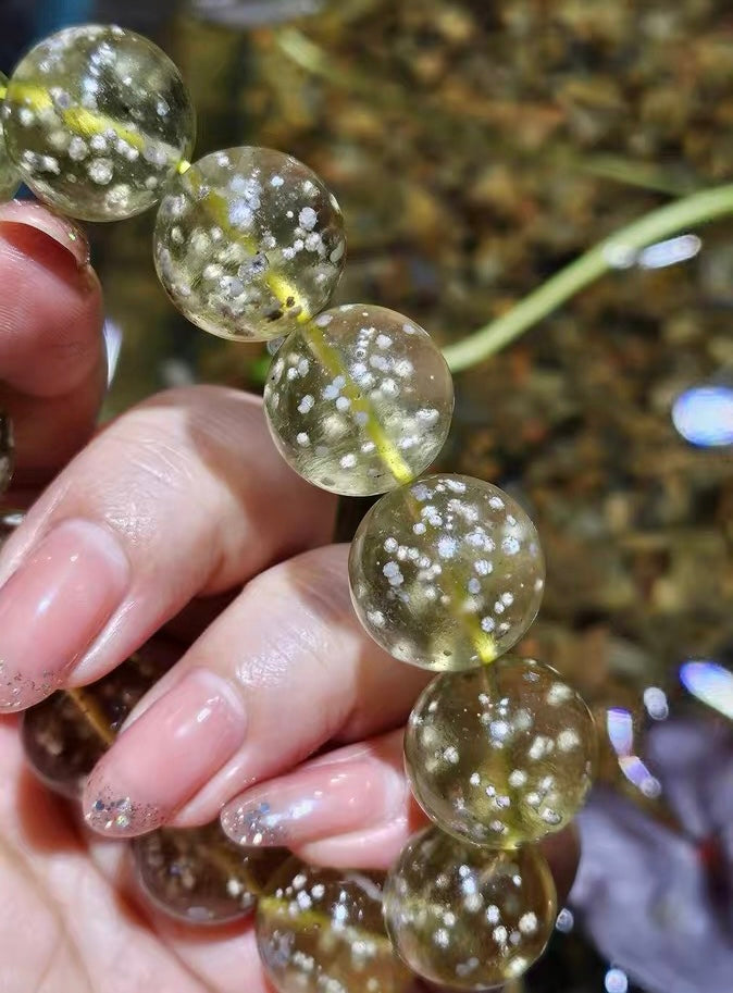 16MM Snow Libyan desert glass beads Beads Bracelet