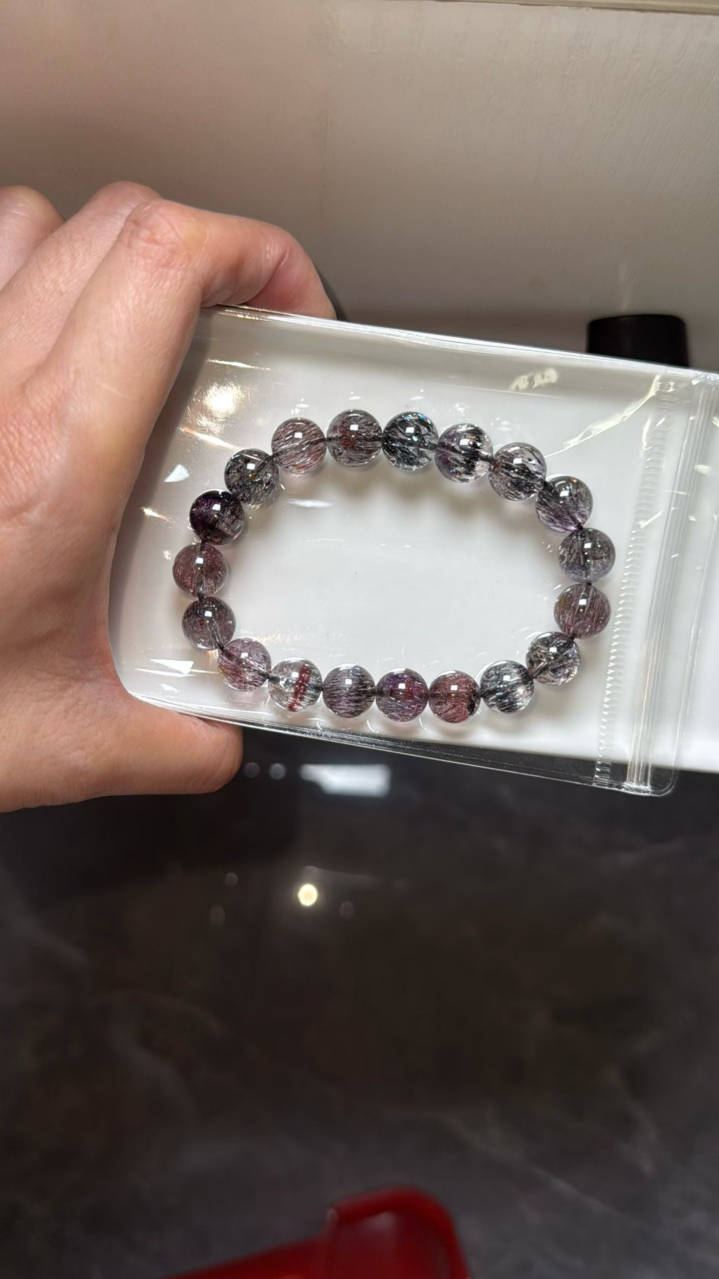 10mm Natural Genuine Black Red Purple super seven Rutilated Quartz Crystal beads bracelet