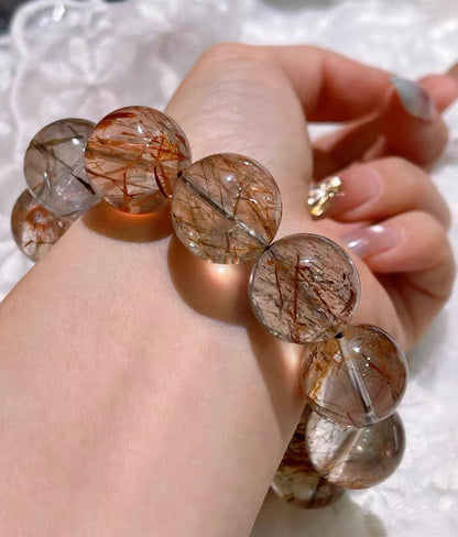 Black Golden Super Seven Rutilated Quartz beaded