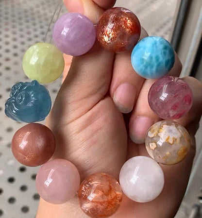 19MM Natural Mixed Gemstone Crystal bracelet