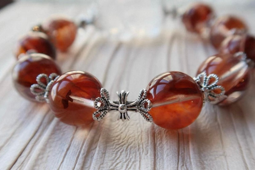 Natural Red Hematoid Lepidocrocite Quartz Crystal beaded bracelet