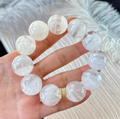 19mm Natural Rainbow Snow phantom quartz Crystal beads bracelet