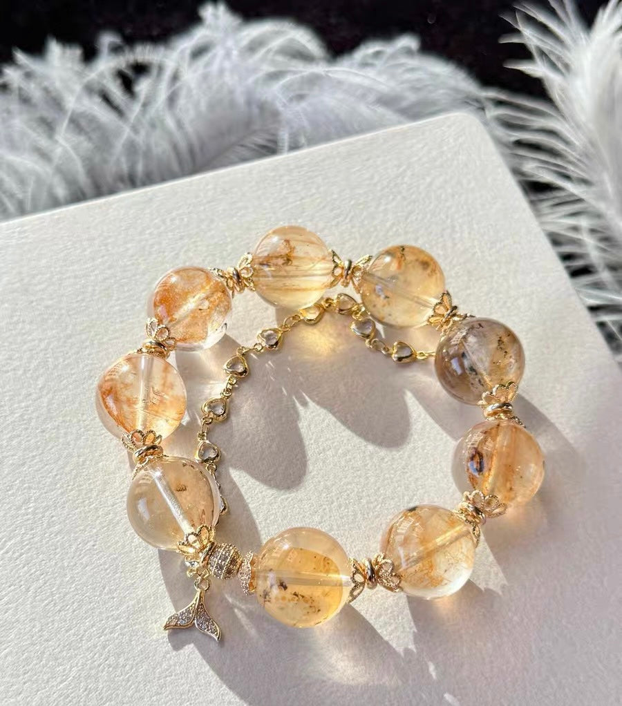 17mm Natural Hematoid Lepidocrocite quartz Crystal beads bracelet