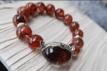 Natural Red Hematoid Lepidocrocite Quartz Crystal beaded bracelet