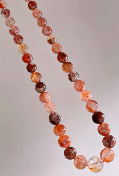 Natural Red Hematoid Lepidocrocite Quartz Crystal beaded necklace