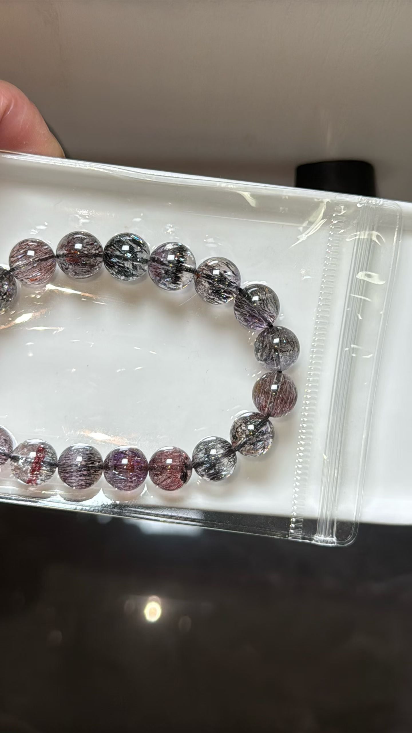 10mm Natural Genuine Black Red Purple super seven Rutilated Quartz Crystal beads bracelet