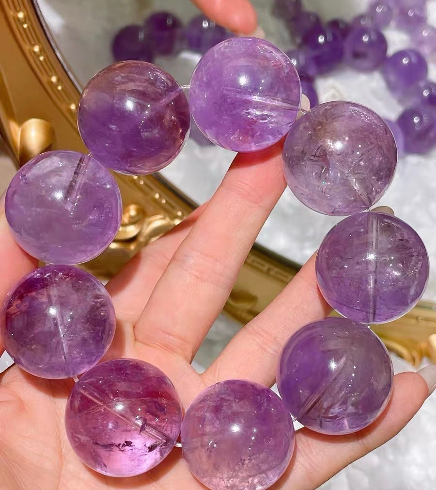 25MM Lavender Purple Amethyst Quartz Crystal bracelet