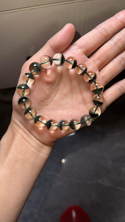 11mm natural Green phantom quartz Crystal beads bracelet