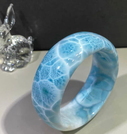 Natural blue Larimar bangle,64mm bangle
