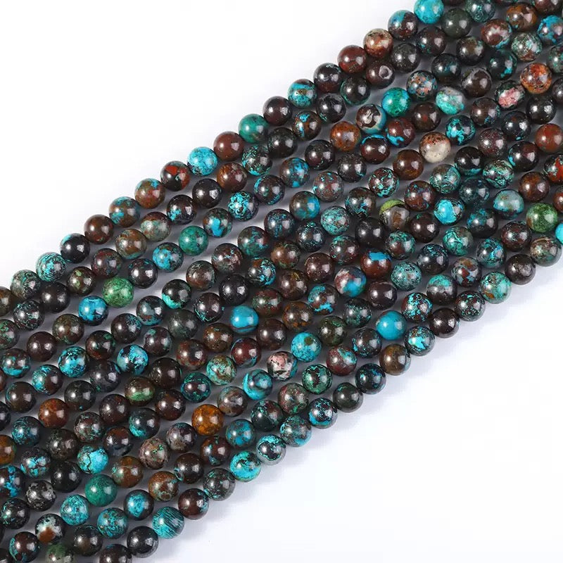 Real Genuine Natural Chrysocolla Azurite round loose beads wholesale