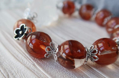 Natural Red Hematoid Lepidocrocite Quartz Crystal beaded bracelet