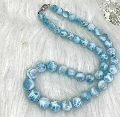 Natural blue Larimar beads necklace