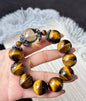 Natural Yellow tiger eyes and Smoky Quartz Crystal beaded bracelet