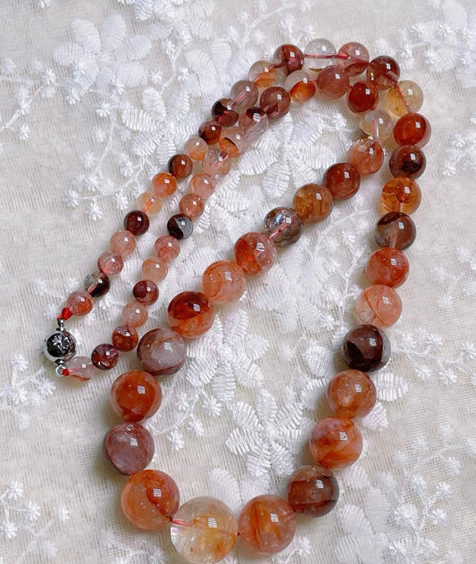Natural Red Hematoid Lepidocrocite Quartz Crystal beaded necklace
