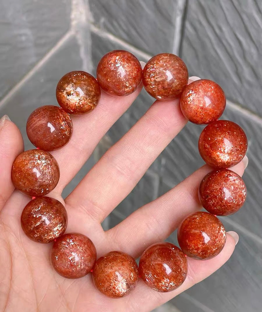 17mm Natural Golden Sunstone beaded bracelet