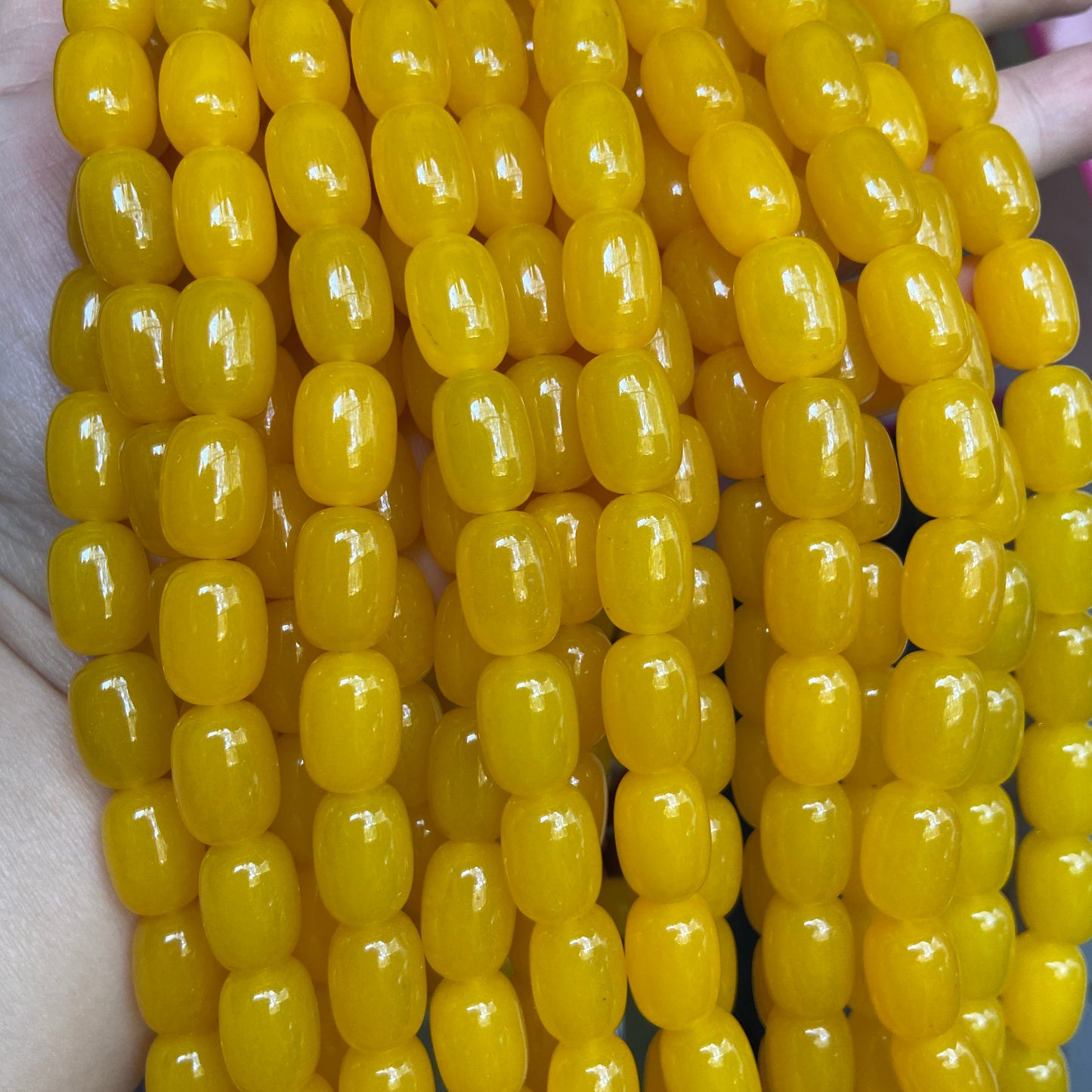 Natural yellow agate barrel beads loose beads